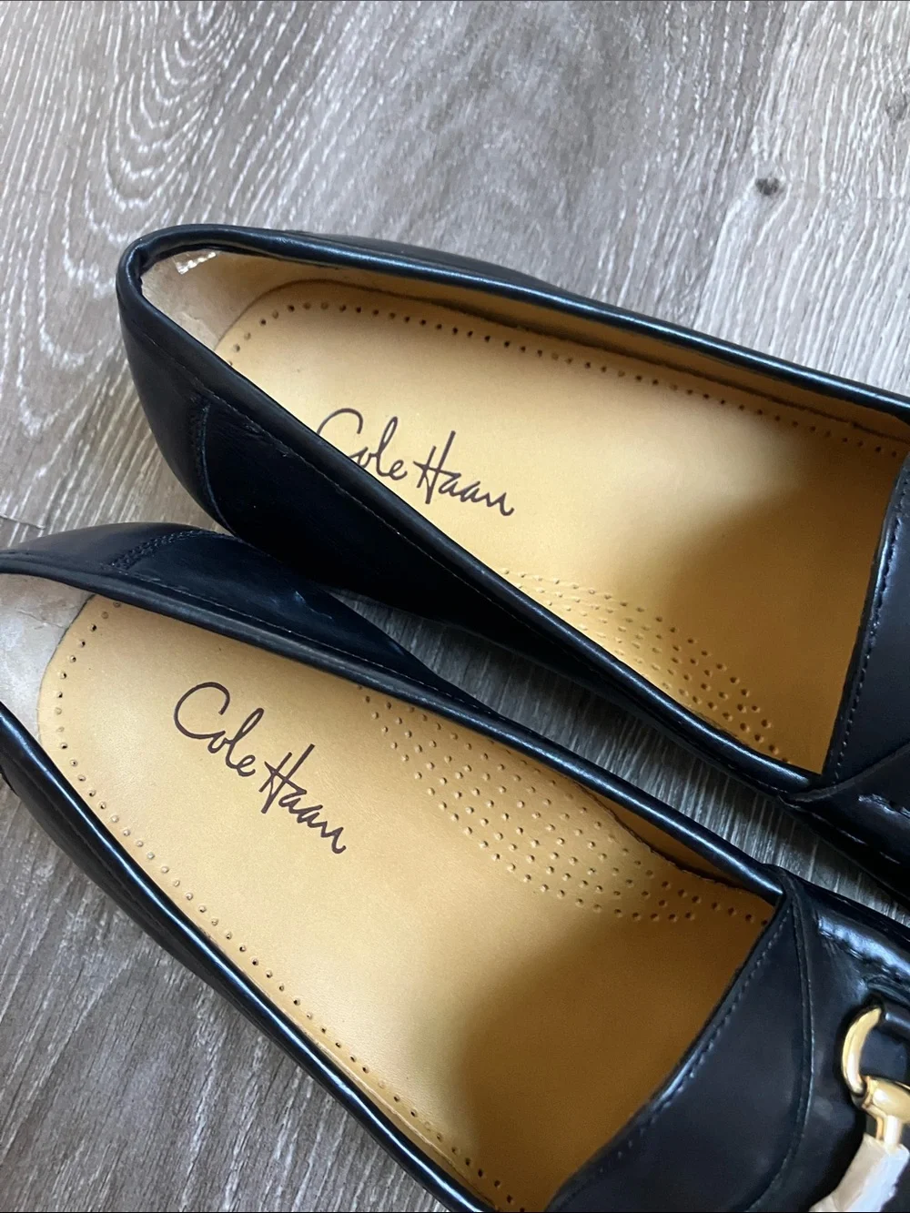 Cole Haan Ascot II black leather slip-on loafers gold-toned horsebit detail - Picture 15 of 17